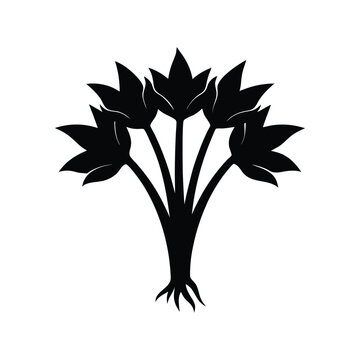 Kangkong silhouette water spinach vegetable icon on white background Vector illustration