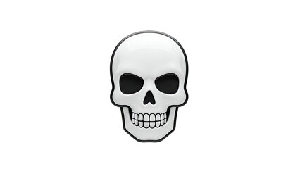 Glossy White Skull with Black Outline