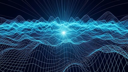 Glowing Blue Digital Waveform on Dark Background