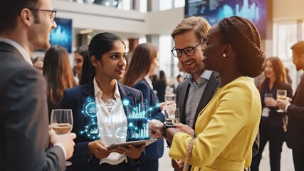 Professional networking expands business connections fosters collaboration and builds digital rela 4K 10s - Powered by Adobe