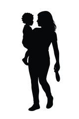 Baby carrying mother silhouette crafted for nurturing parenting vector visuals.