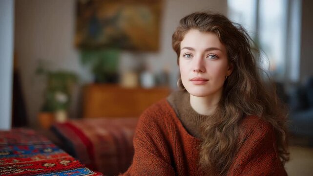 A person rolling up festive rugs and repositioning furniture to restore everyday flow, creating a peaceful, decluttered living room that feels spacious again. cinematic color correction, natural