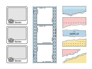 Digital templates for social media stories and posts with various colorful graphic elements
