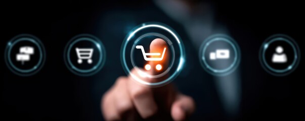 Experiential marketing strategy artwork presenting customer engagement via interface labeled Experiential Marketing and icons highlighting retail and brand interaction