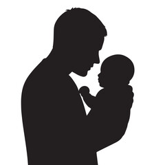 Caring father newborn silhouette perfect for tender family-themed graphics.