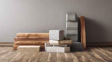 Various Building Materials Arranged on a Floor