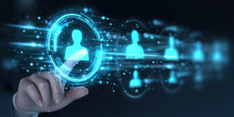 Experiential marketing strategy concept showing a hand guiding customer journey across engagement interaction purchase and satisfaction digitally