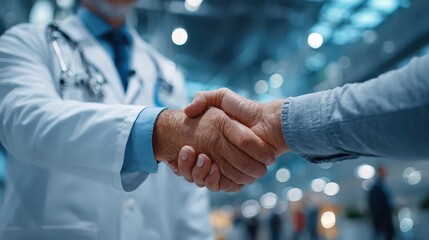 Professional doctor meets patient for consultation in hospital setting to discuss health concerns and provide care