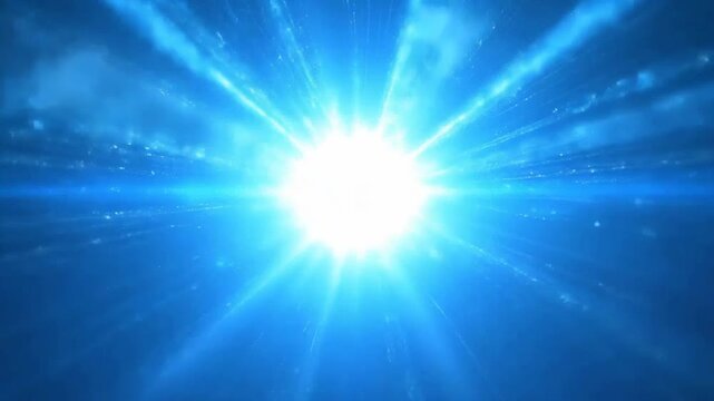 Abstract blue light streaks emanate from a central source, creating a dynamic effect.