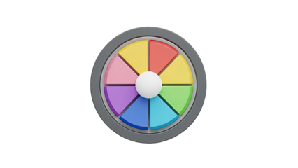 Colorful Pie Chart with White Sphere in Center