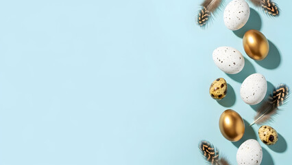 Happy easter sunday celebration with colorful eggs and butterflies