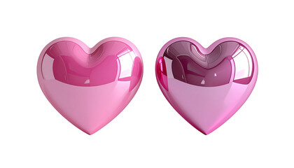 3D Glossy Pink Heart Collection isolated on transparent background