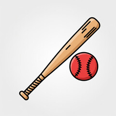 Baseball bat and ball icon.