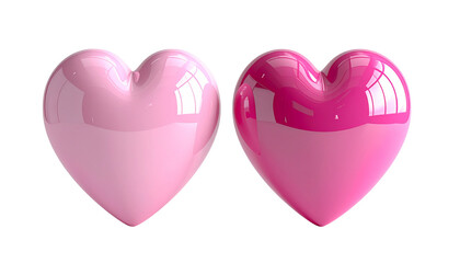 3D Pink Heart Duo isolated on transparent background