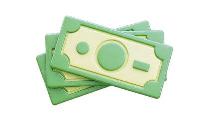 Green 3D Stack of Money Bills
