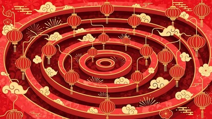Chinese Lanterns in Concentric Circles Design.