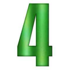 Shiny Green Number Four Typography Illustration with Shadow Effect, Isolated on Transparent Background &ndash; Luxury Numeric Symbol Design