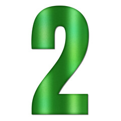 Shiny Green Number Two Typography Illustration with Shadow Effect, Isolated on Transparent Background &ndash; Luxury Numeric Symbol Design