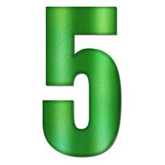 Shiny Green Number Five Typography Illustration with Shadow Effect, Isolated on Transparent Background &ndash; Luxury Numeric Symbol Design