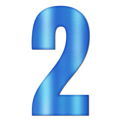 Shiny Blue Number Two Typography Illustration with Shadow Effect, Isolated on Transparent Background &ndash; Luxury Numeric Symbol Design