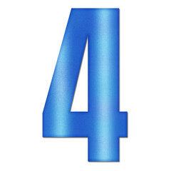 Shiny Blue Number Four Typography Illustration with Shadow Effect, Isolated on Transparent Background &ndash; Luxury Numeric Symbol Design