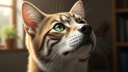 Close-up of a curious domestic cat.