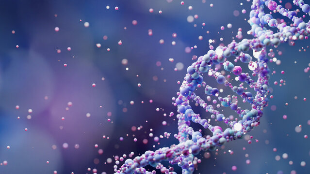 DNA molecule structure genetic helix biology cell medical science gene abstract background. 3d rendering.