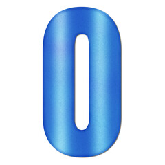 Shiny Blue Number Zero Typography Illustration with Shadow Effect, Isolated on Transparent Background &ndash; Luxury Numeric Symbol Design