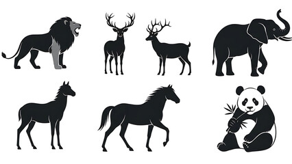 Collection of iconic animal silhouettes for design and branding