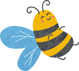 Smiling Honey Bee on Felt Fabric Texture 