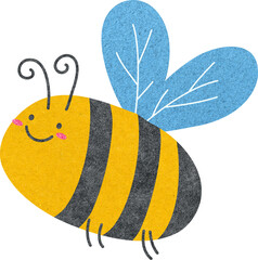 Hand Drawn Bee on Felt Fabric Texture 