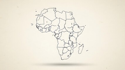 Outline depiction of africa map with country borders in a minimalist style whit background