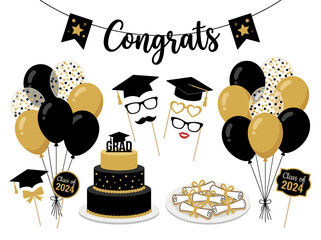 Graduation Celebration with Decorations and Cake