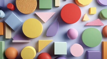 Fototapeta premium Colorful abstract geometric shapes arranged in composition