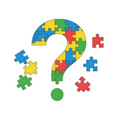 Colorful Puzzle Pieces Forming Question Mark.