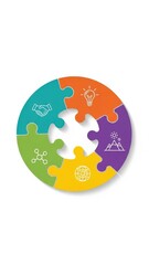 Colorful Puzzle Pieces with Icons.