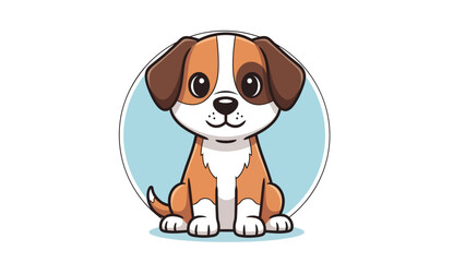 Cute cartoon puppy sitting with brown and white fur, big eyes, and floppy ears.