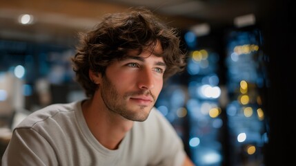 A network engineer monitoring a massive server room filled with blinking racks, the glowing cables representing the digital backbone of global connectivity — enterprise infrastructure, internet