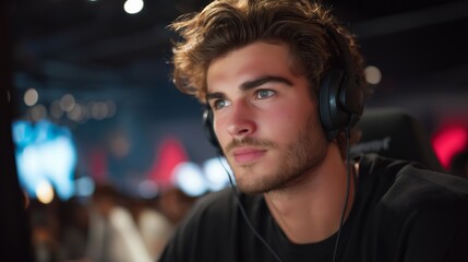 A gamer participating in an extreme difficulty challenge live on stream, neon lights reflecting in their focused eyes while viewers spam reactions — intense gaming moment and audience engagement.