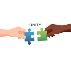 Diverse Hands Uniting Puzzle Pieces Together.