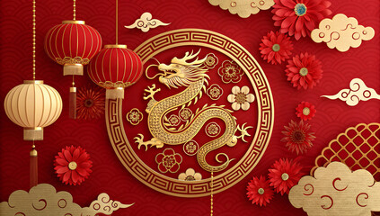 Golden Dragon Circular Ornament (Chinese New Year)