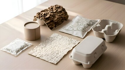 Eco Friendly Packaging Materials on Table.