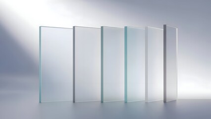 Five Glass Panels with Reflections and Shadows.