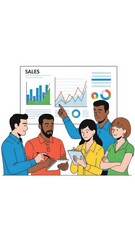 Diverse Team Analyzing Business Charts.