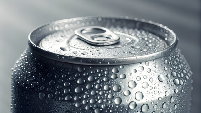 Condensation On Cold Soda Can Captured In Macro Refreshing Detail Highlighting Droplet Texture Chill Effect And The Crisp Inviting Visual Energy Of A Perfectly Cold Beverage Moment