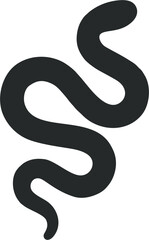 Bold Black Snake Silhouette Wavy Line Art Isolated on White