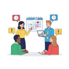 Team Meeting with Calendar and Charts.