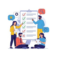 Team Reviewing Checklist and Discussing.