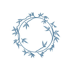 Obraz premium Elegant botanical circle design with leaves and vines on white background