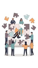 Teamwork and Collaboration Puzzle Assembly.